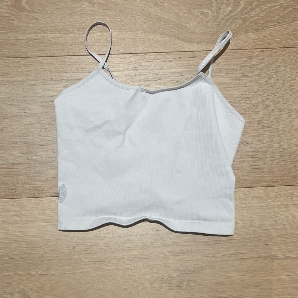 White Spaghetti Strap Backless Crop Top